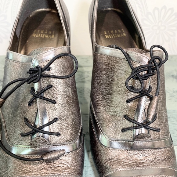Stuart Weitzman Cavendish Shoes Bronze Tie Heels 8.5 - Picture 6 of 15